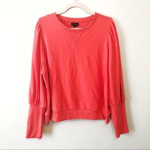 Who What Wear Sweatshirt Coral Puffed Sleeves Crew Neck Sz XXL BNWT